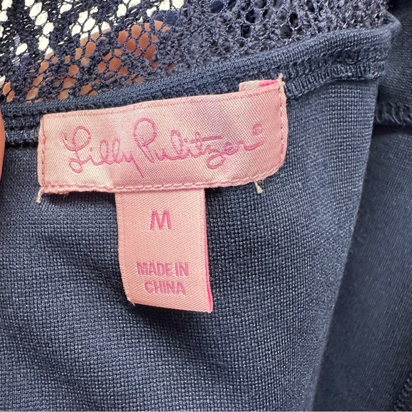 Lilly Pulitzer Rhea Navy Crochet Fit and Flare Sleeveless Dress Size M - Picture 6 of 7